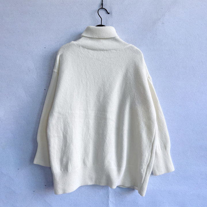 Drune | Einfarbiger Warmer Strickpullover Für Alltag