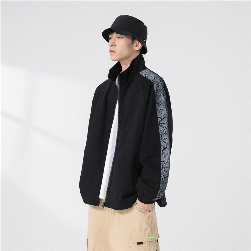 Herren Oversize Übergangsjacke mit Raglanärmeln, Stehkragen und elastischen Bündchen Drune