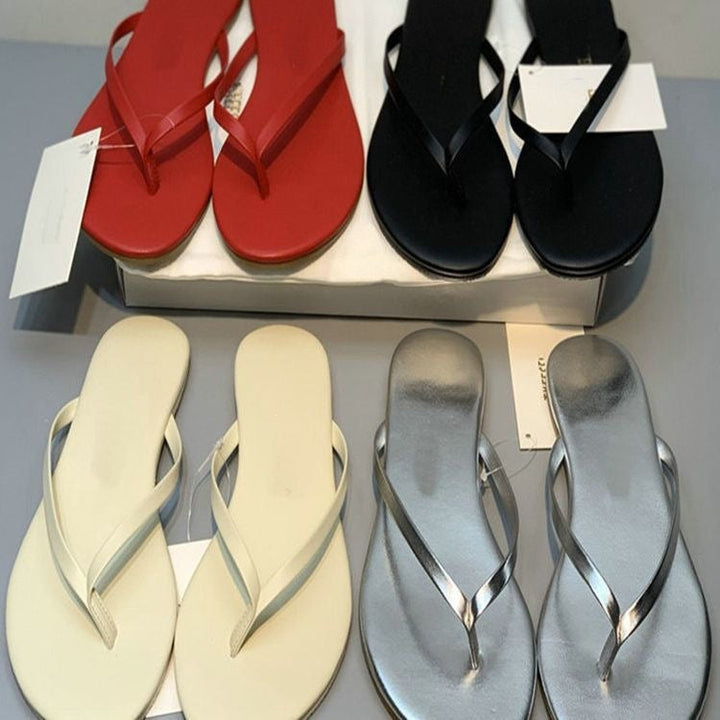 Damen stilvolle Flip-Flops mit glänzendem Riemendesign Drune