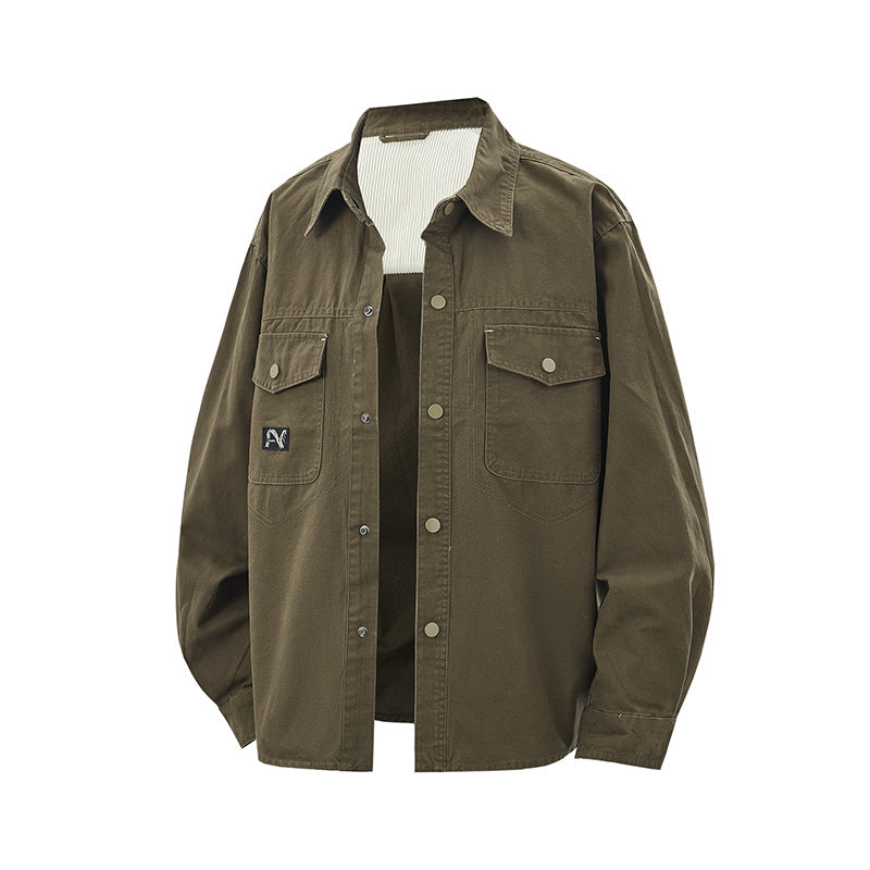 Herren Overshirt-Jacke im Workwear-Stil mit aufgesetzten Brusttaschen und Druckknopfverschluss Drune