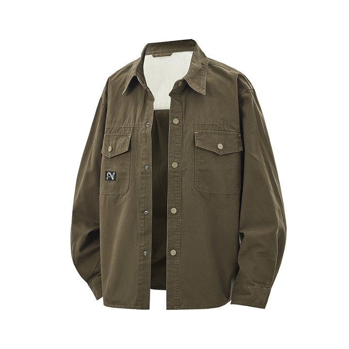 Herren Overshirt-Jacke im Workwear-Stil mit aufgesetzten Brusttaschen und Druckknopfverschluss Drune