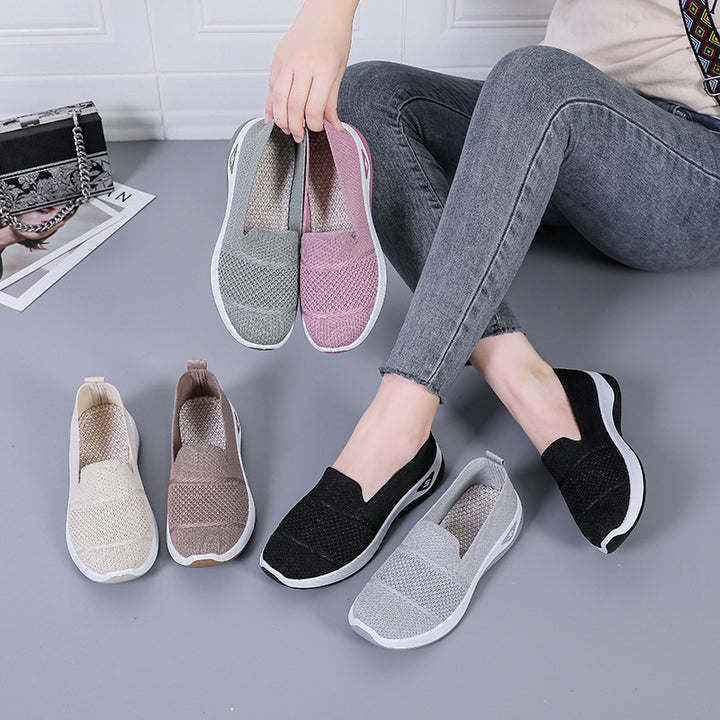 Damen nan nahtloser Strick-Slip-On Walking-Slipper mit elastischem Fersenhalt und griffiger Thermogummi-Laufsohle Drune