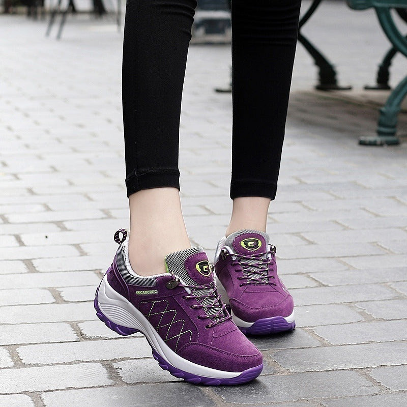 Damen Bequeme Outdoor-Walking-Sneaker mit verstärkter Profilsohle und gepolstertem Knöchelkragen Drune