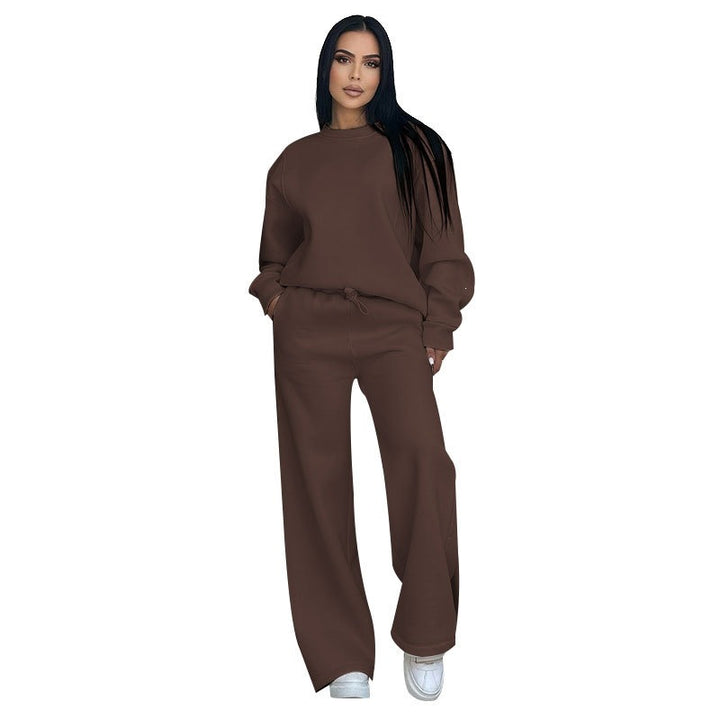 Damen nan Lounge-Set mit Oversize-Rundhalsausschnitt und hochgeschnittener Jogginghose mit weitem Bein Drune