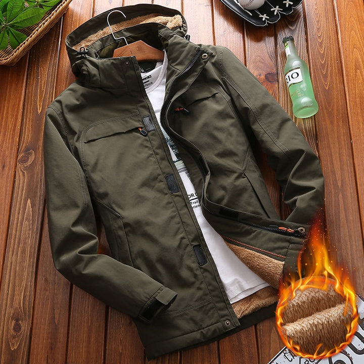 Herren nan wind- und wasserabweisende Parka‑Fieldjacke mit abnehmbarer Kapuze und Sherpa Futter Drune