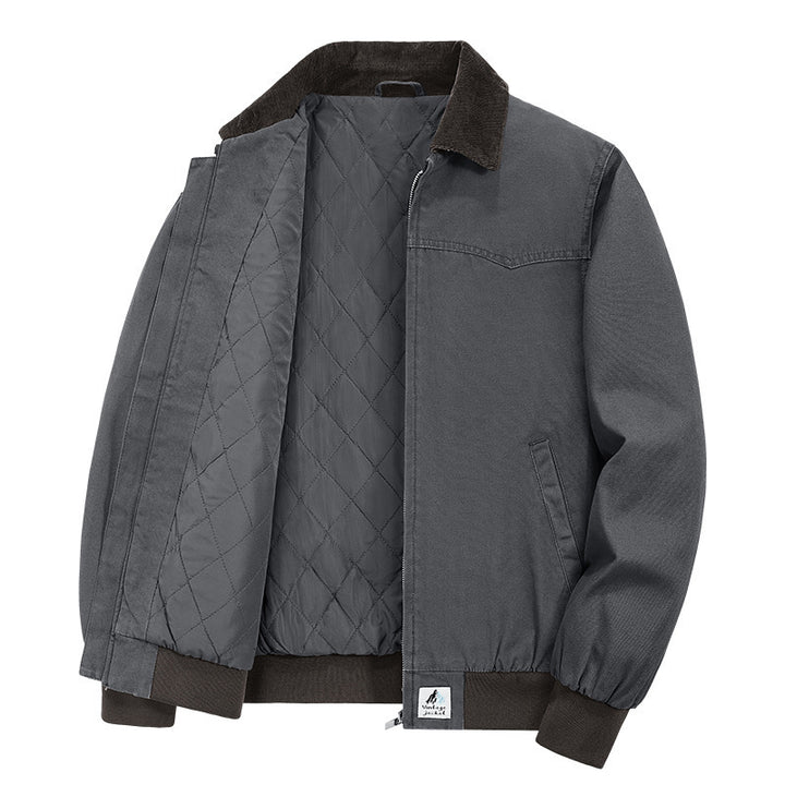 Herren Modische Übergangsjacke mit samtigem Kragen Drune