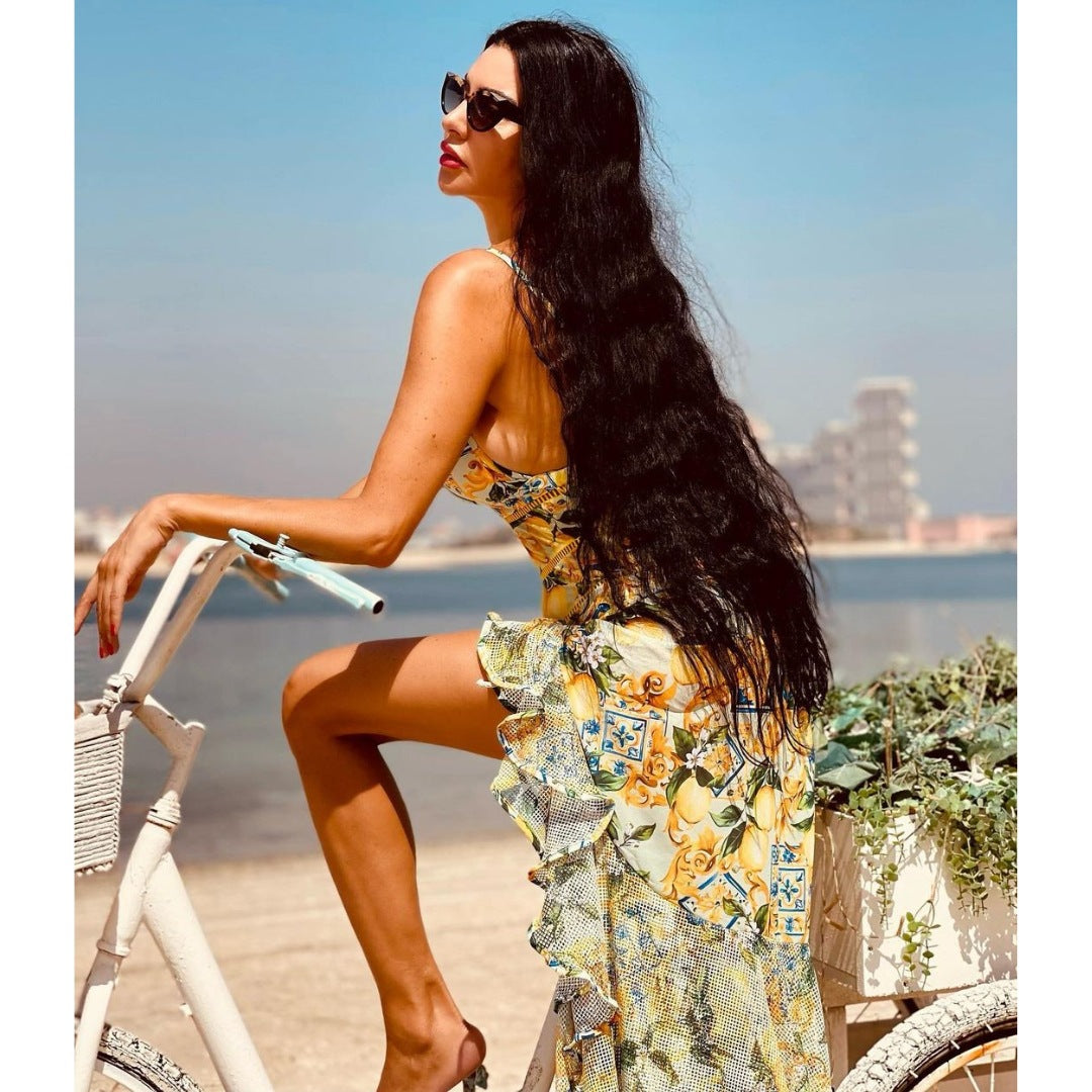 Damen Bikiniset mit elegantem Rüschendesign und maxi Rock Drune