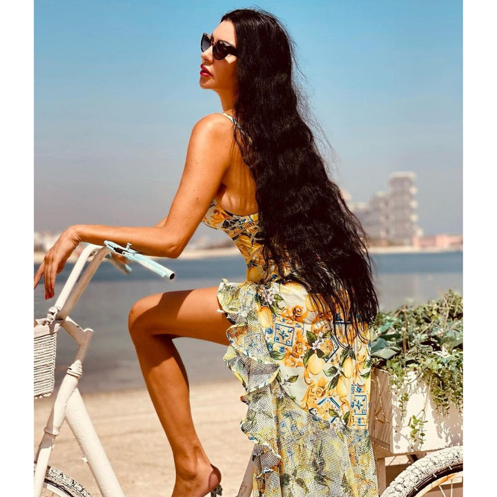 Damen Bikiniset mit elegantem Rüschendesign und maxi Rock Drune
