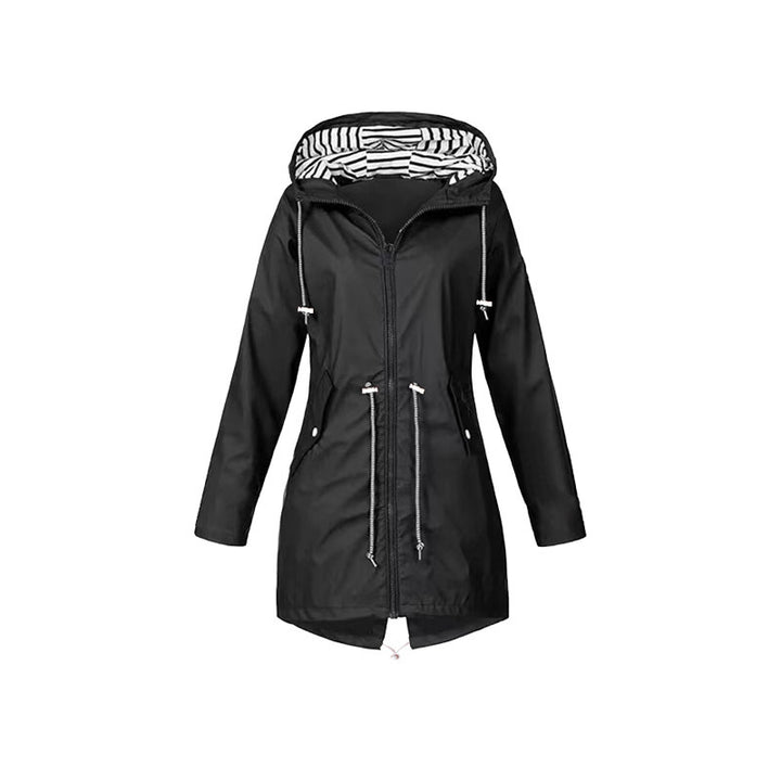 Drune | Damen Wasserdichte Regenjacke Mit Kapuze Und Blumenmuster | Perfekt Für Outdoor Aktivitäten