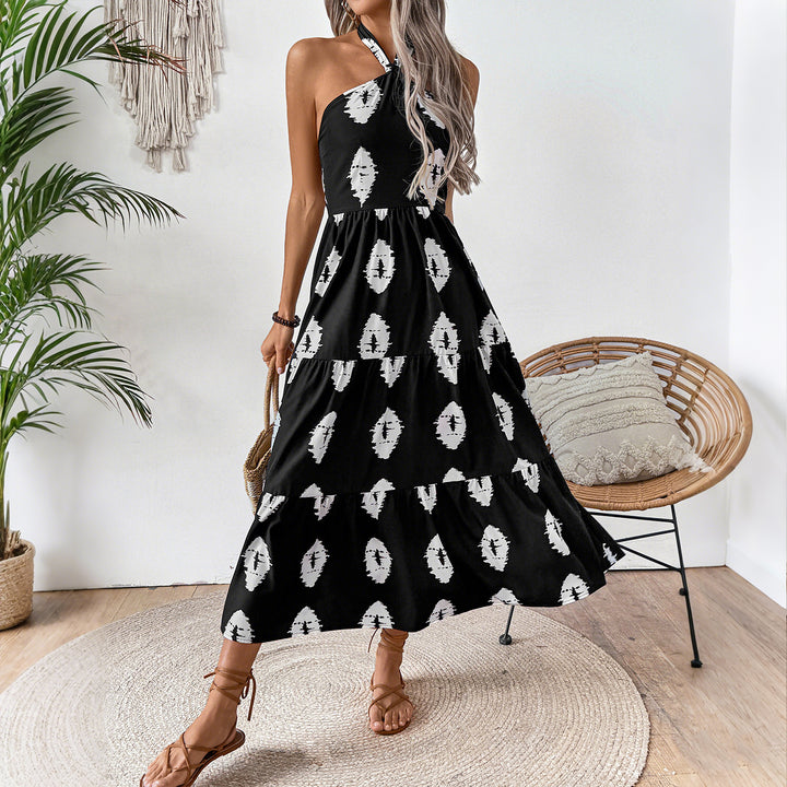 Damen Boho Maxikleid mit asymmetrischen Trägern Drune