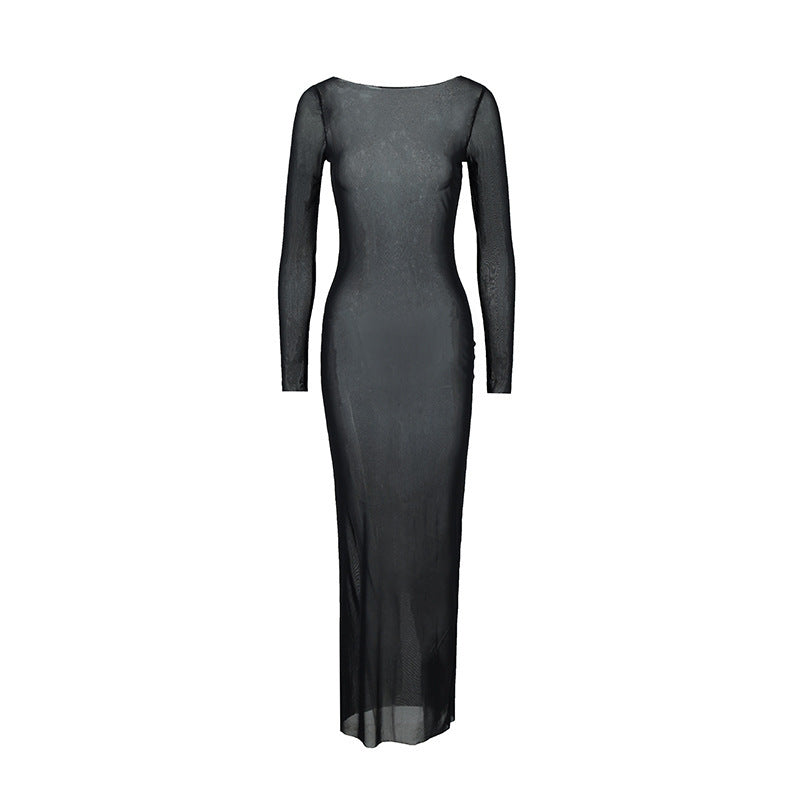 Damen Langarm Maxikleid mit elegantem Schnitt und figurbetonendem Design Drune