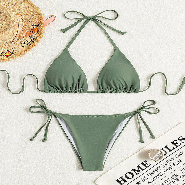 Damen klassisches Triangel-Bikini-Set mit verstellbaren Trägern Drune