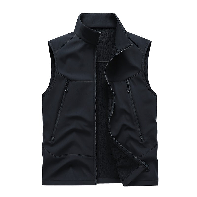 Herren Wasserabweisende Softshell-Weste mit Stehkragen, Reißverschlusstaschen & Atmungsaktivem Futter Drune