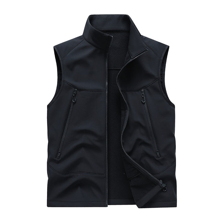 Herren Wasserabweisende Softshell-Weste mit Stehkragen, Reißverschlusstaschen & Atmungsaktivem Futter Drune