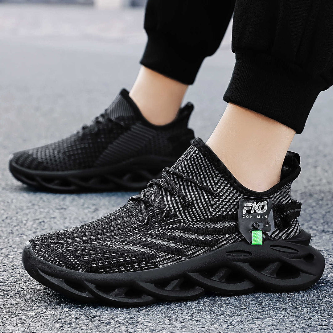 Herren nan leichter Strick-Sneaker mit nahtlosem Sockenschaft, atmungsaktivem Mesh-Obermaterial und innovativer hohlgeformter EVA-Dämpfung Drune