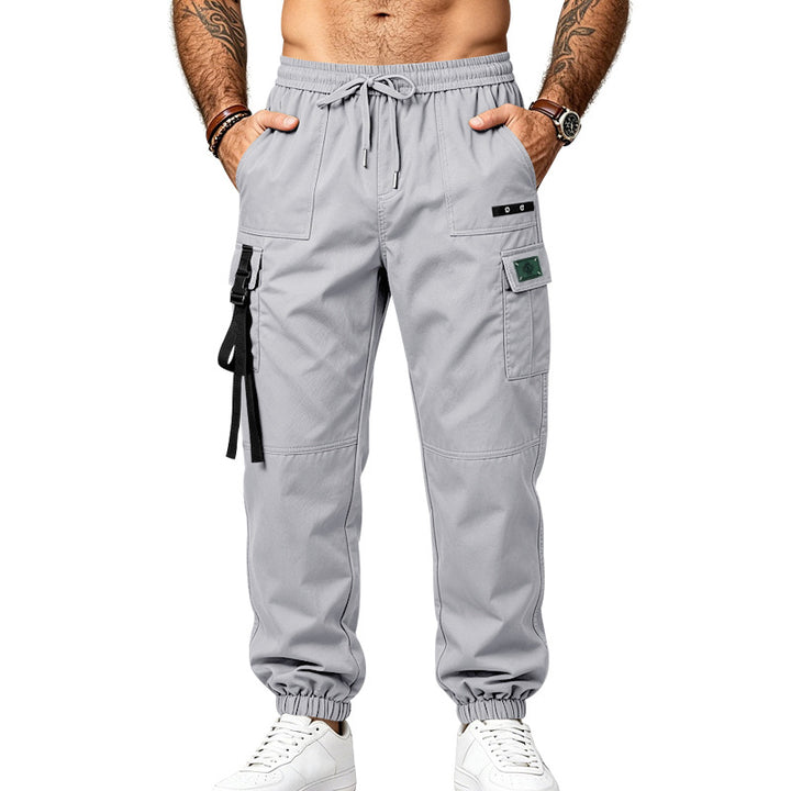Herren Utility-Cargohose im Jogger-Stil mit elastischem Bund, Mehrfachtaschen und Beinriemen Drune