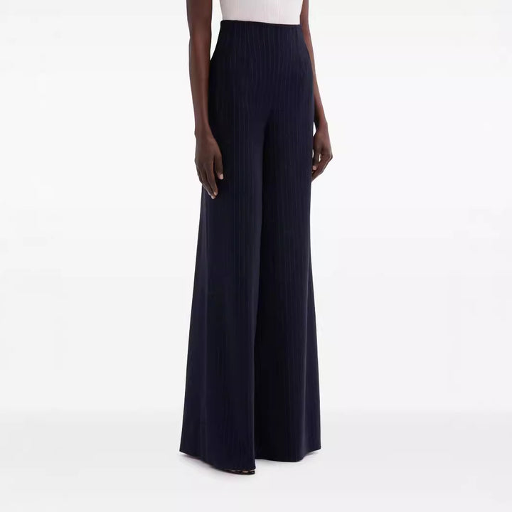 Damen Hochtaillierte Plissee‑Palazzohose mit weitem Bein Drune