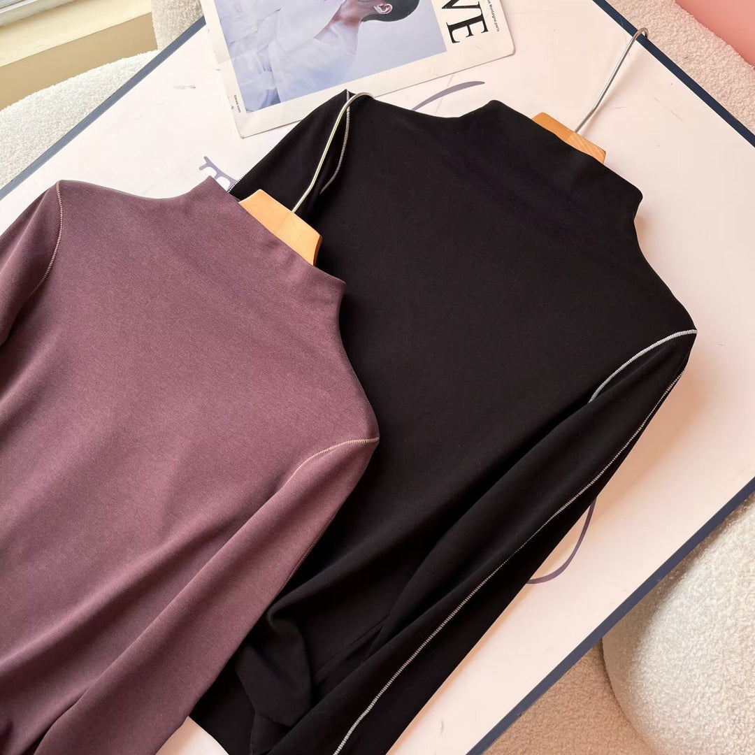 Damen sportliches Langarmpoloshirt mit eleganter Kragenlösung Drune