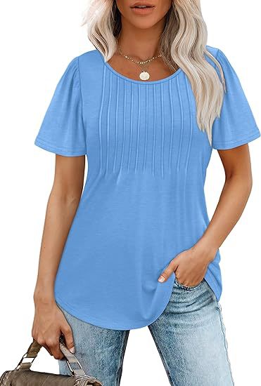 Damen Sommer T-Shirt mit Falten-Design Drune