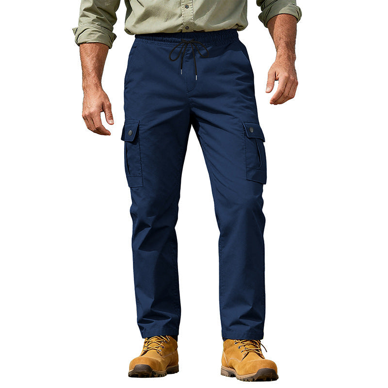 Herren nan robuste Freizeit-Cargohose mit elastischem Bund Tunnelzug und Mehrfachtaschen Drune