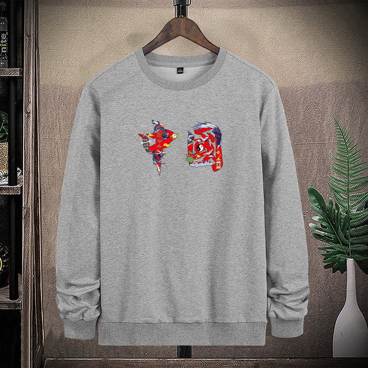 Herren Rundhals-Sweatshirt mit detailreichem Grafikprint Drune