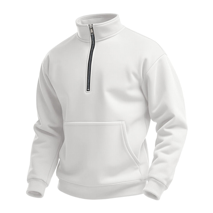 Unisex nan komfortabler Halbzip Pullover mit Kängurutasche und Stehkragen aus Strukturfleece Drune
