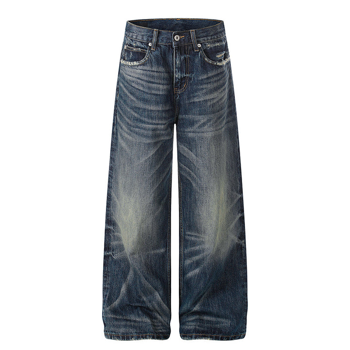 Damen Weite High‑Waist Jeans-Culotte mit Vintage-Waschung und Used‑Effekt Drune