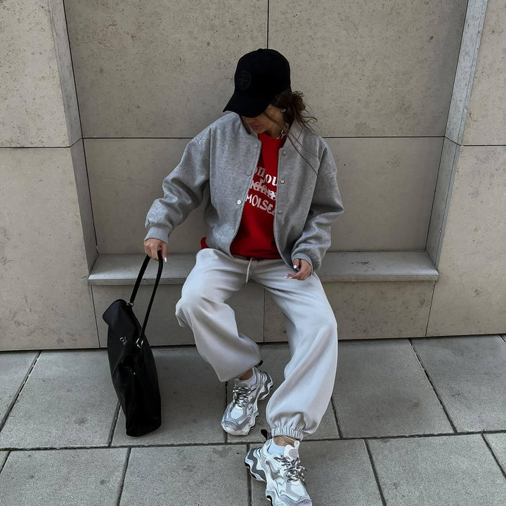 Damen lässige Collegejacke mit komfortabler Passform und funktionalen Details Drune