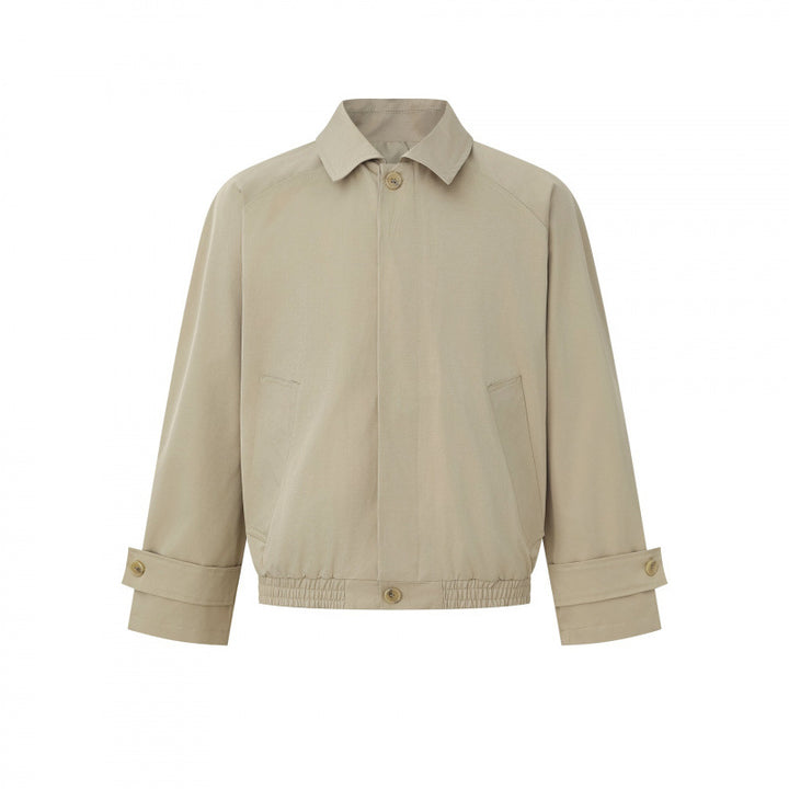 Herren Kurz geschnittene kastige Harrington-Jacke mit verdeckter Knopfleiste, elastischem Saum und verstellbaren Manschetten Drune