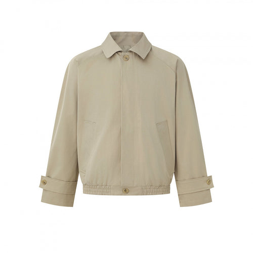 Herren Kurz geschnittene kastige Harrington-Jacke mit verdeckter Knopfleiste, elastischem Saum und verstellbaren Manschetten Drune