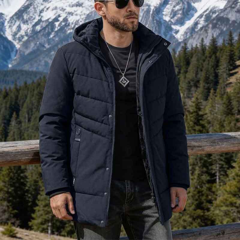 Herren Praktische Winterjacke mit Kapuze und edlen Steppdetails Drune