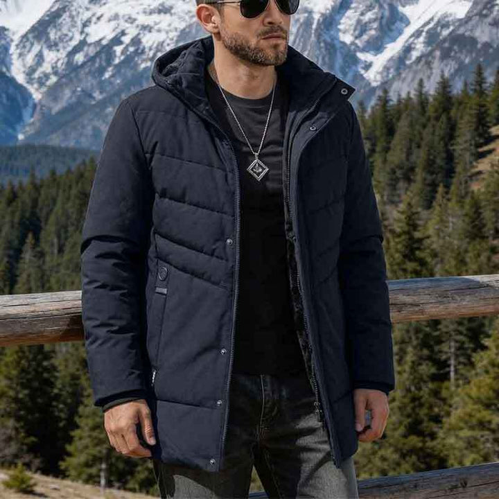Herren Praktische Winterjacke mit Kapuze und edlen Steppdetails Drune