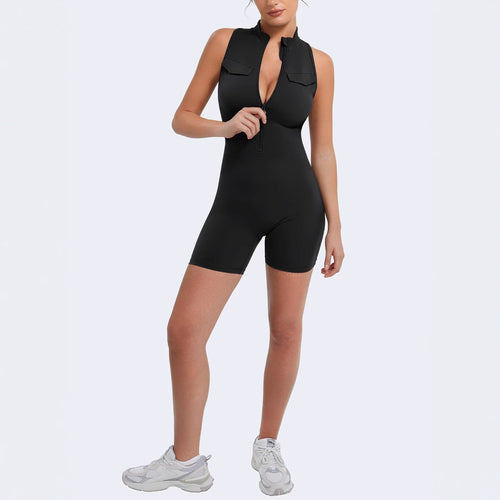 Damen Funktionaler Jumpsuit mit Stehkragen und Taschen Drune