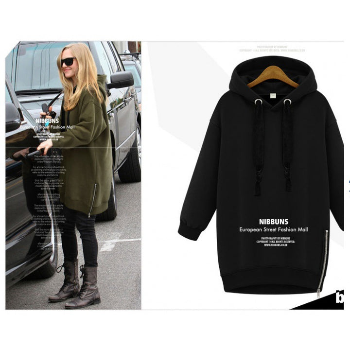 Damen Oversize Kapuzenpullover mit seitlichem Reißverschluss Drune