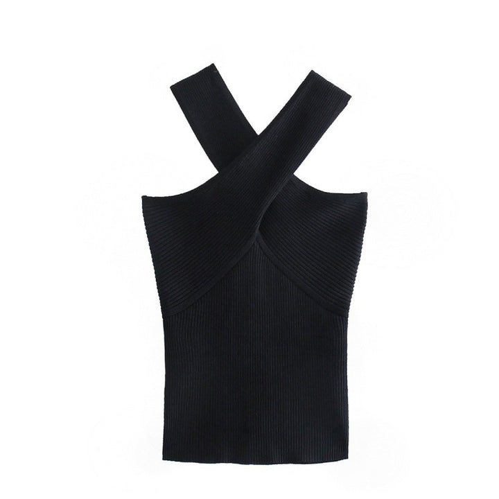 Damen Stricktop mit künstlerischem Kreuz-Träger Design Drune