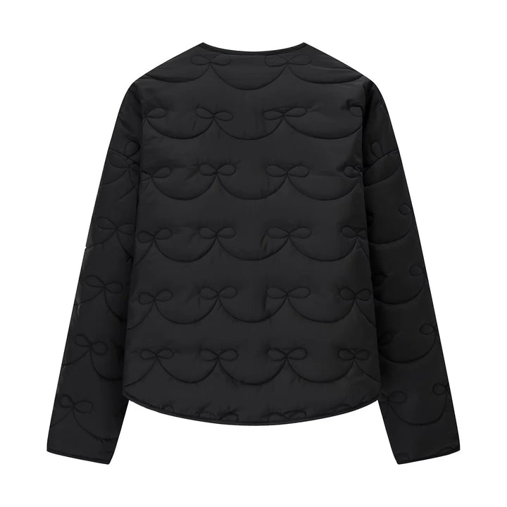 Damen nan leichte Steppjacke im Rundhalsdesign mit Schleifensteppung und verdeckter Druckknopfleiste Drune