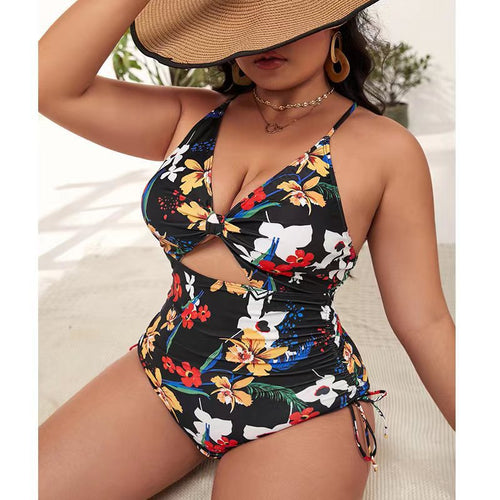 Damen Cut-Out Badeanzug mit floralen Akzenten Drune