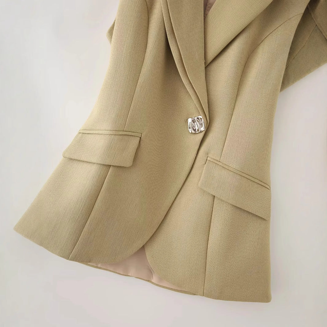 Damen nan taillierte Longblazer-Weste mit Reverskragen und Pattentaschen Drune