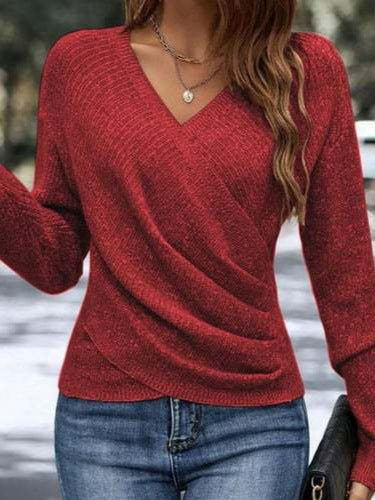 Damen Eleganter Wickelpullover Drune