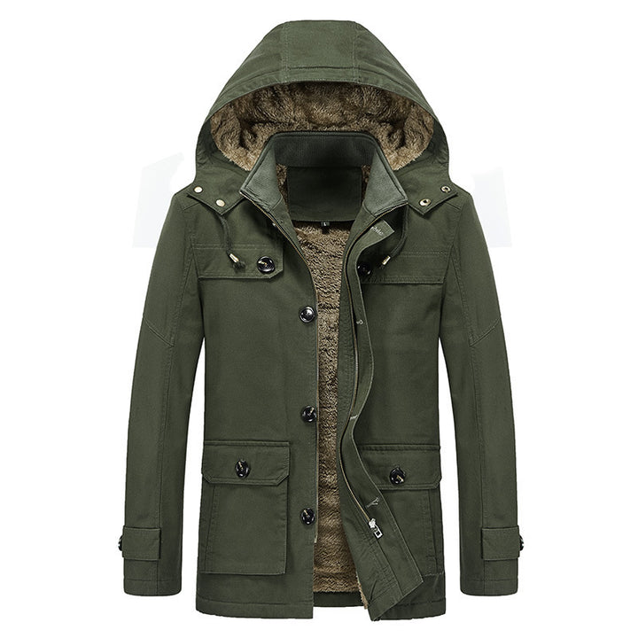 Herren Canvas-Militärparka mit Teddy-Fleece Innenfutter und Multifunktions‑Taschen Drune