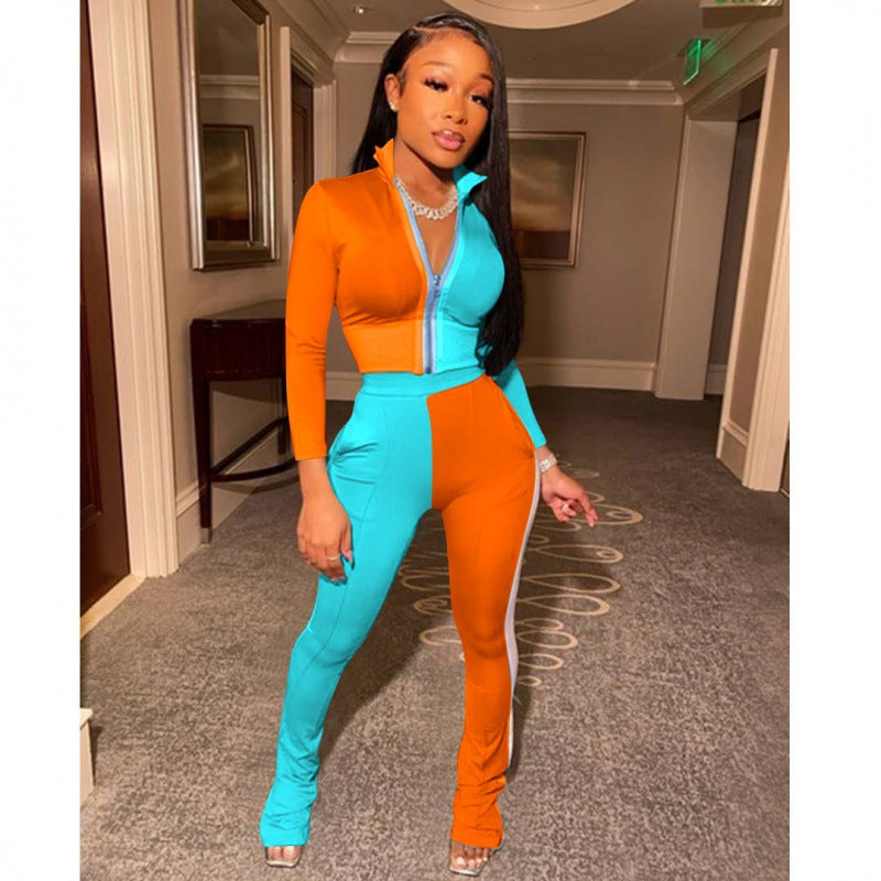 Damen Jumpsuit mit hohem Kragen und eleganten Seitenschlitzen Drune