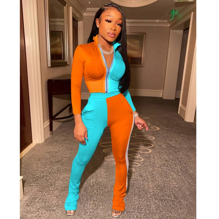 Damen Jumpsuit mit hohem Kragen und eleganten Seitenschlitzen Drune