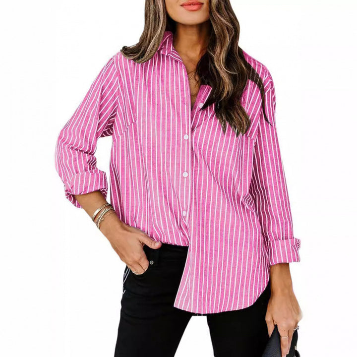 Damen Designermode gestreifte Bluse mit langen Ärmeln Drune