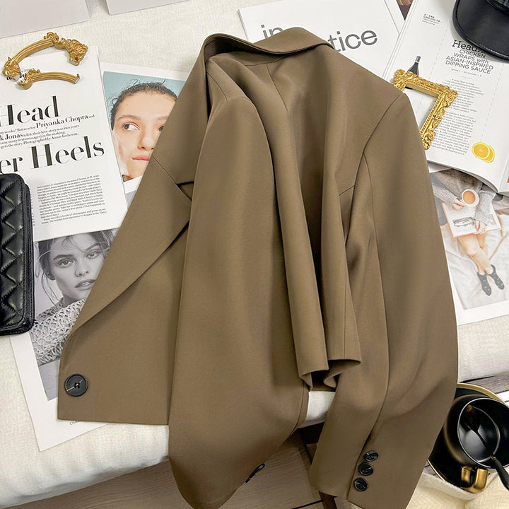 Damen nan kurzer taillierter Blazer mit markantem Revers und Ein-Knopf-Verschluss Drune