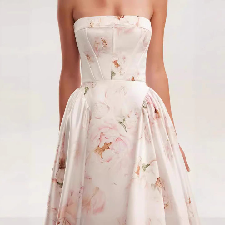 Damen Trachtenkleid mit floralem Design und Bustier-Oberteil Drune