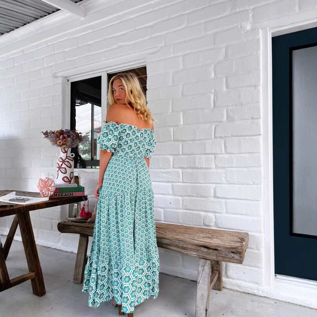 Damen Maxikleid mit charmanten Rüschendetails Drune