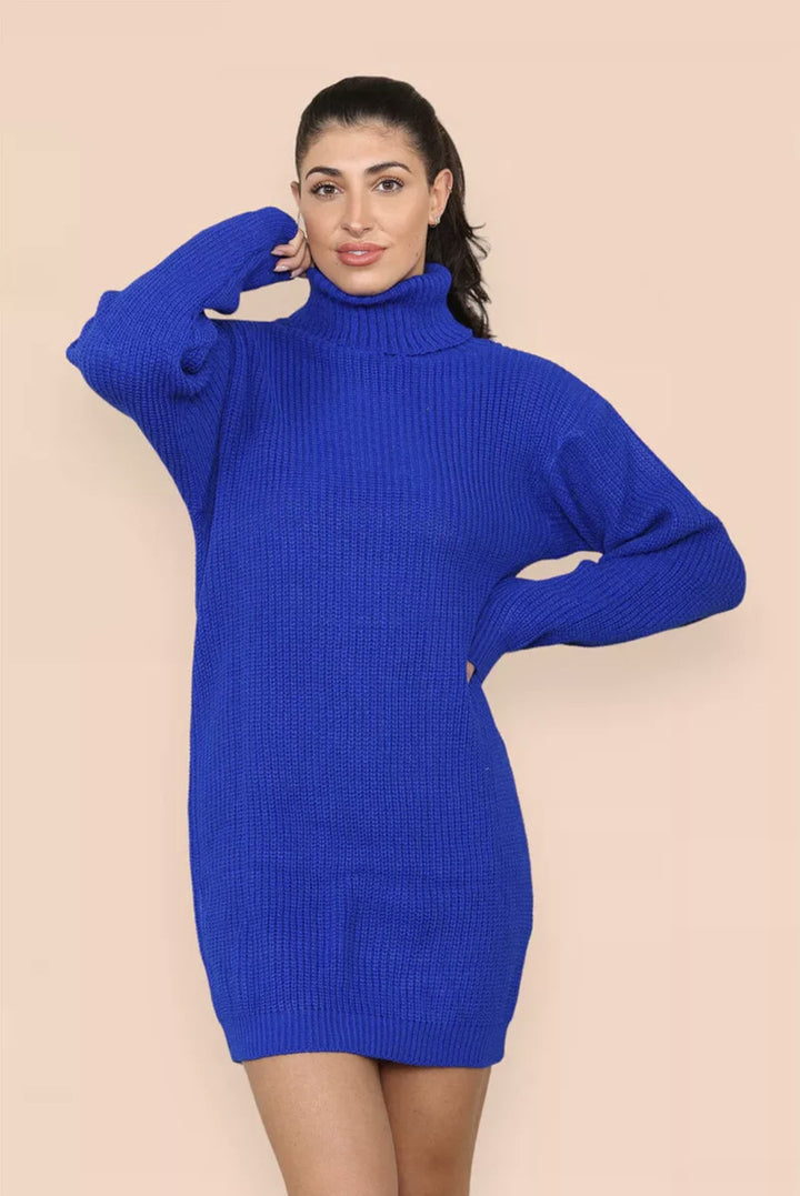 Damen Strickkleid mit hohem Kragen und weitem Schnitt Drune