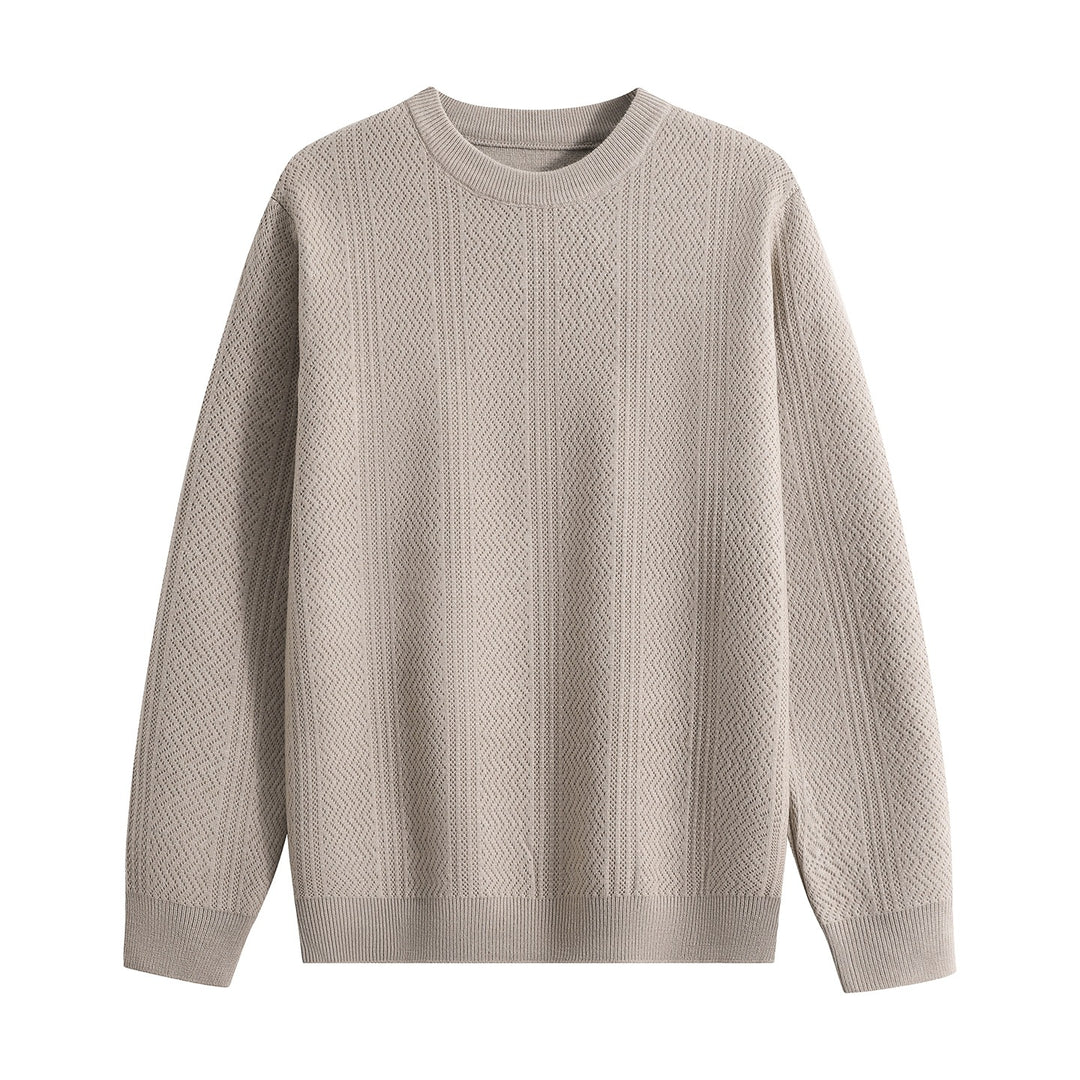 Unisex Strukturierter Rundhals-Strickpullover mit Ajourmuster Drune