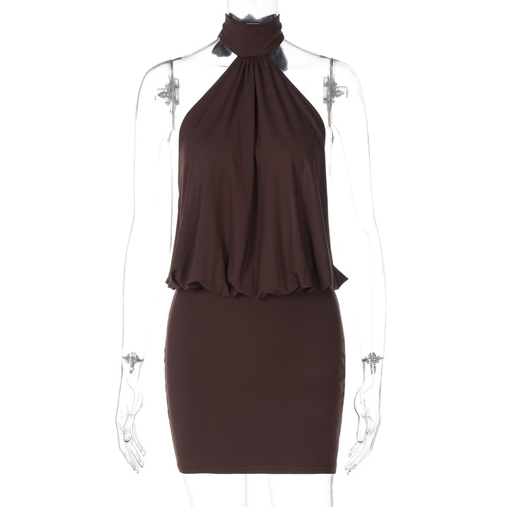 Damen Halterkleid mit figurbetonter Silhouette und fließendem Rock Drune