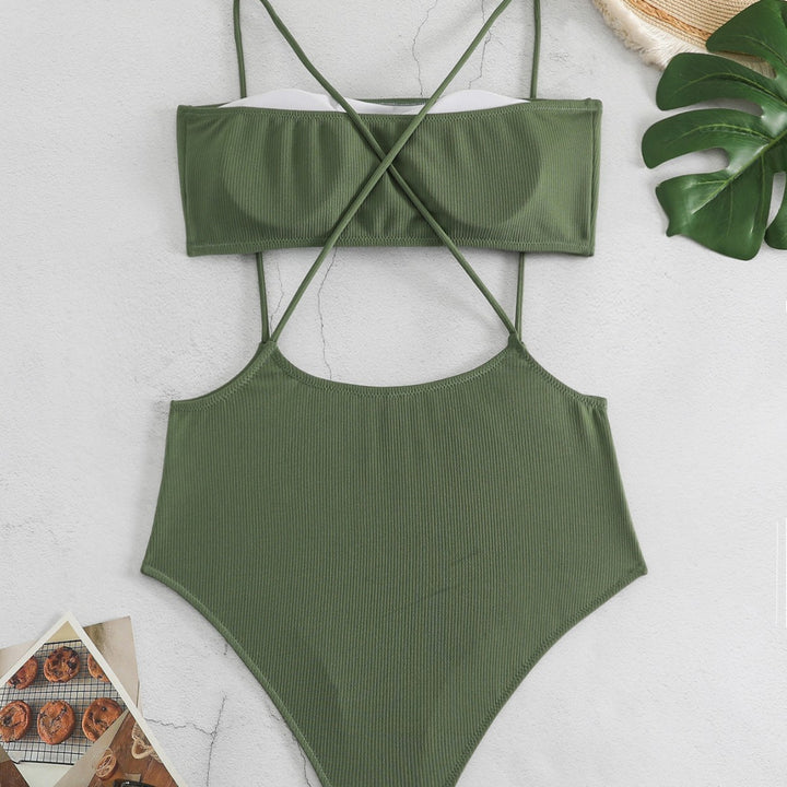 Damen Sportlicher Hochgeschnittener Bikini Drune